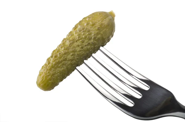Konserverade gurka på gaffel — Stockfoto