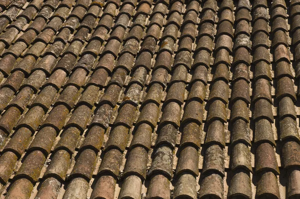 Dach Textur der roten Schindeln mit gebogene Form — Stockfoto © dmitriy