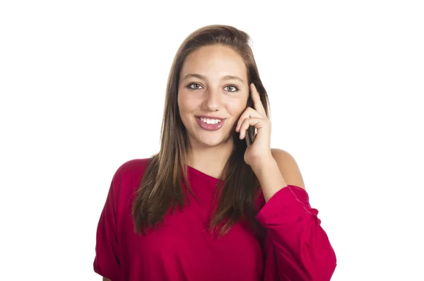 Girl talks by mobile phone — Stock Photo, Image