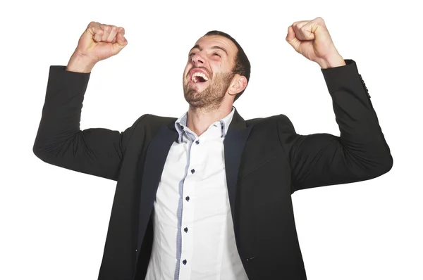 Young businessman celebrates win — Stock Photo, Image