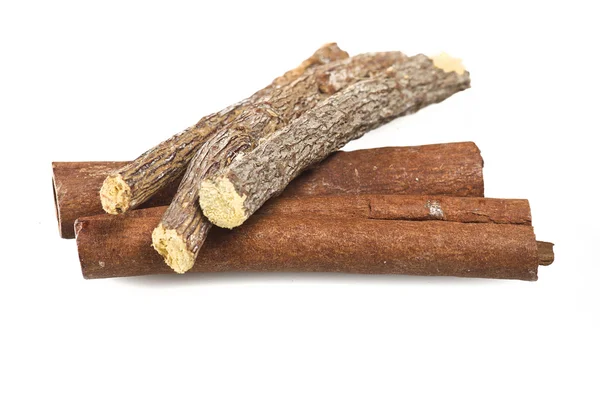 Cinnamon stick and Liqorice — Stock Photo, Image