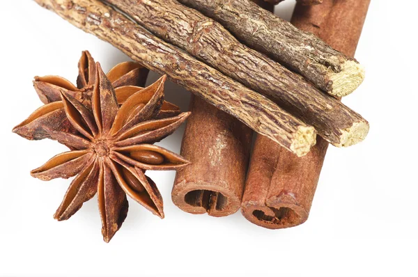 Cinnamon stick Licorice and Star Anise — Stock Photo, Image