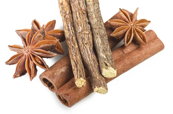Cinnamon stick Licorice and Star Anise — Stock Photo, Image
