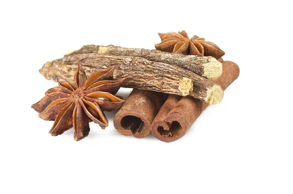 Cinnamon stick Licorice and Star Anise — Stock Photo, Image