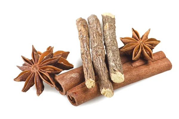 Cinnamon stick Licorice and Star Anise — Stock Photo, Image