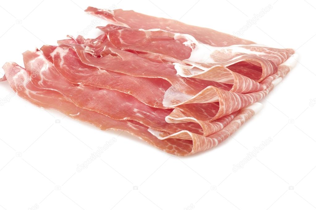Raw ham leg sliced