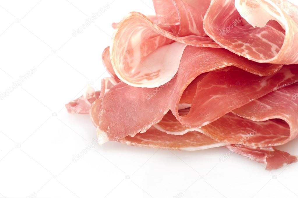 Raw ham leg sliced