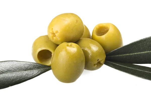 Pitted green olives — Stock Photo, Image