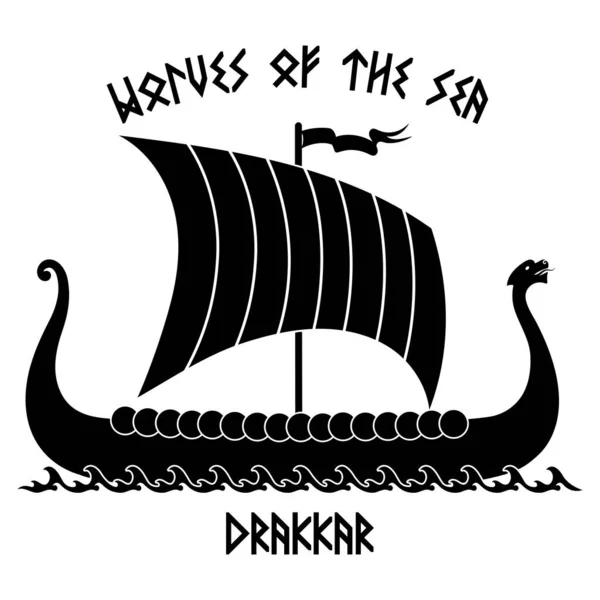 En gammal skandinavisk bild av ett vikingaskepp Drakkar — Stock vektor