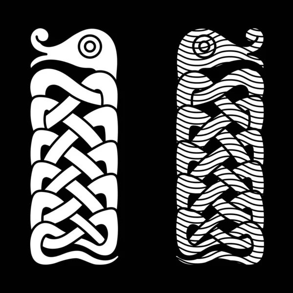 Мифологический змей Йормунганд. Иллюстрация в скандинавском кельтском стиле, — стоковый вектор