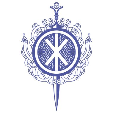 Kelt tasarımı. Kelt kılıcı ve Kelt İskandinav süslemeleri