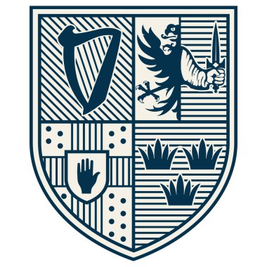 İrlandalı Kelt tasarımı, antika, eski tarz. İrlanda Eyaletleri - Connacht, Leinster, Munster ve Ulster