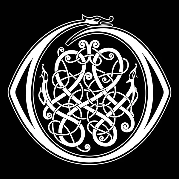 바이킹 스칸디나비아의 디자인. Celtic, Scandinavian knot-work illustration — 스톡 벡터