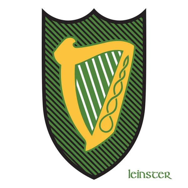 Iers Keltisch design in vintage, retro stijl. Iers ontwerp met wapen van de provincie Leinster — Stockvector