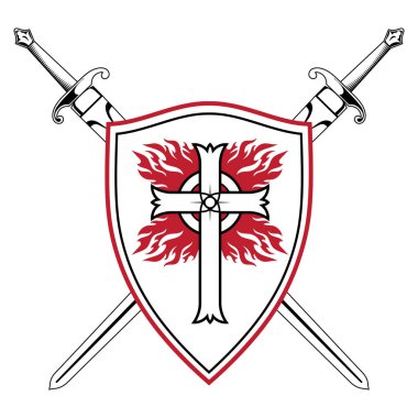 Şövalye tasarımı. Haçlı Şövalyesi Kalkanı ve Ateşli Haç