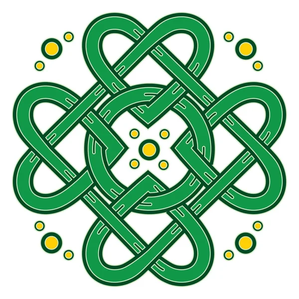 Trevo de quatro folhas. Símbolo irlandês no estilo celta para a festa de São Patrício — Vetor de Stock