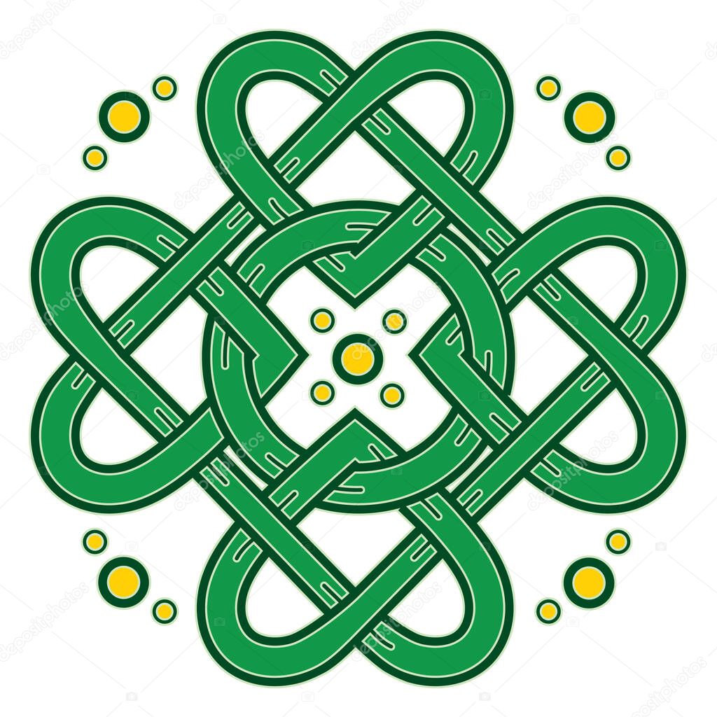 Four-leaf clover. Irish symbol in the Celtic style for the feast of St. Patrick