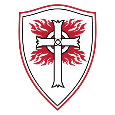 Şövalye tasarımı. Haçlı Şövalyesi Kalkanı ve Ateşli Haç