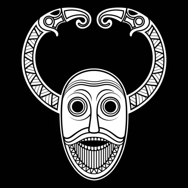 Viking, Nordisk design. Skandinaviska guden Oden och två kråkor — Stock vektor