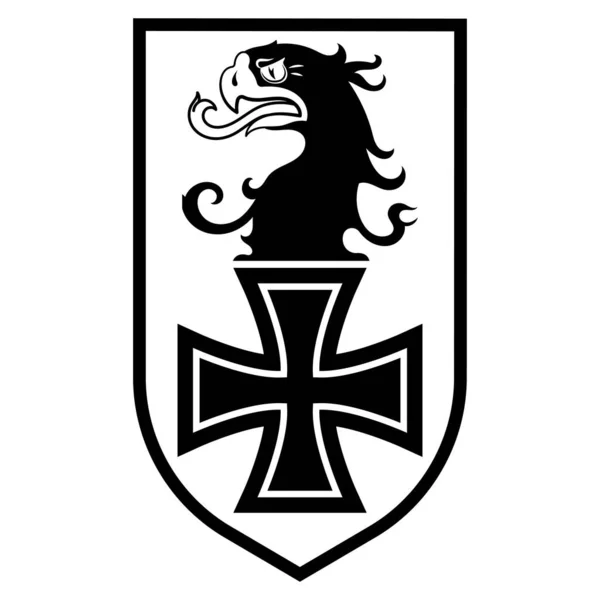 Distintivo dell'Aeronautica militare tedesca. Testa d'aquila e croce di ferro — Vettoriale Stock