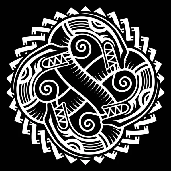 Skandinávský vikingský design. Starověký dekorativní drak v keltském stylu, skandinávský uzel-práce ilustrace — Stockový vektor