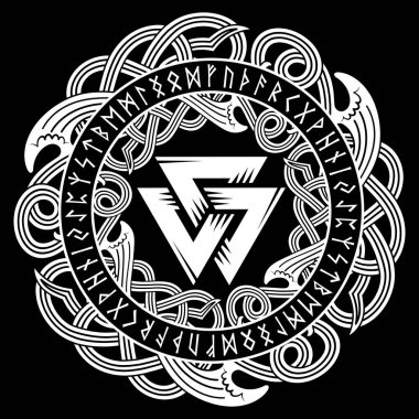 Ancient Celtic, Scandinavian pattern, Scandinavian knot - work illustration and Runes - Old Norse alphabet clipart