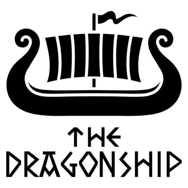 Scandinavian Viking design. Old Norse ship Drakkar, logo