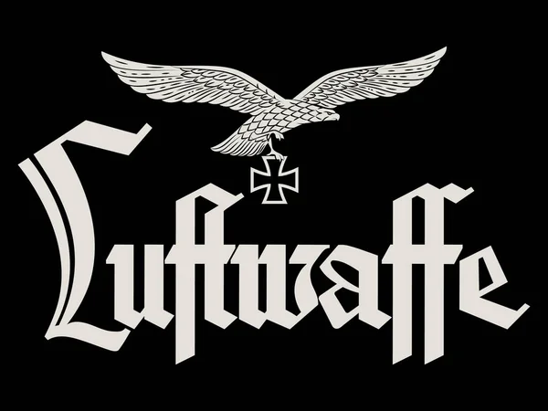 由德国空军设计。纹章鹰、铁十字架和德国空军的题词 — 图库矢量图片
