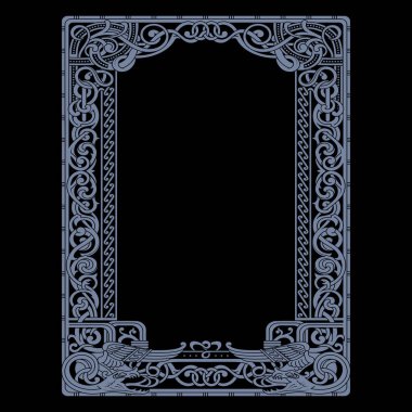 Scandinavian Viking design. Frame in Ancient Celtic Scandinavian style with floral ornaments and winged dragons clipart