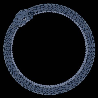 Vintage style design. A coiled Ouroboros snake biting its own tail. vector Vintage style design. A coiled Ouroboros snake biting its own tail. vector