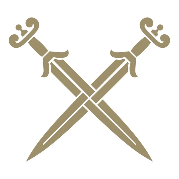 Antiguo nórdico, diseño vikingo. Dos espadas vikingas de batalla cruzadas — Vector de stock