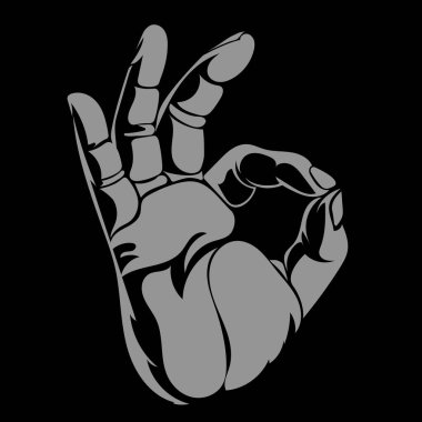 Tamam işareti. İnsan elinin klasik vektör çizimi iyi işareti gösteriyor