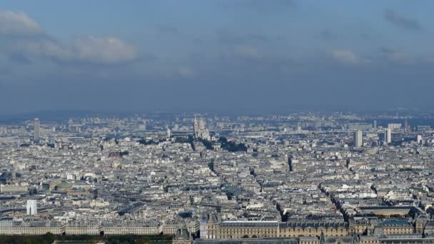 Panoramic footage in 4k with Paris from Montparnasse tower — Stock Video