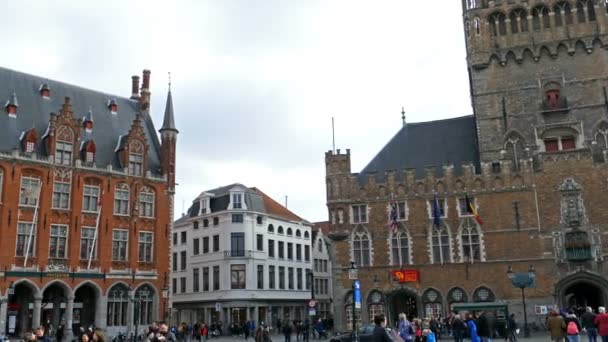Grote Markt, Brugge, Belgium. UNESCO világ heritance — Stock videók
