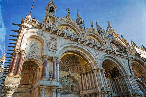Vecchia cartolina con vista fisheye nella Cattedrale di San Marco — Foto Stock