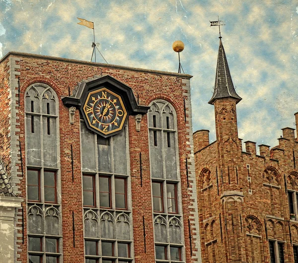 Gamla vykort med arkitektonisk fasad detalj på gamla byggnader p — Stockfoto