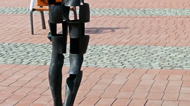 Nové a staré sochy v historické náměstí svobody z Temešváru — Stock video