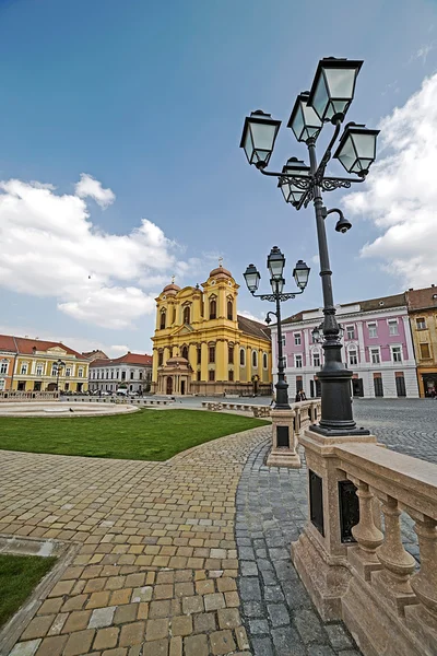 Vista de uma parte na Union Square em Timisoara, Roménia — Fotografia de Stock