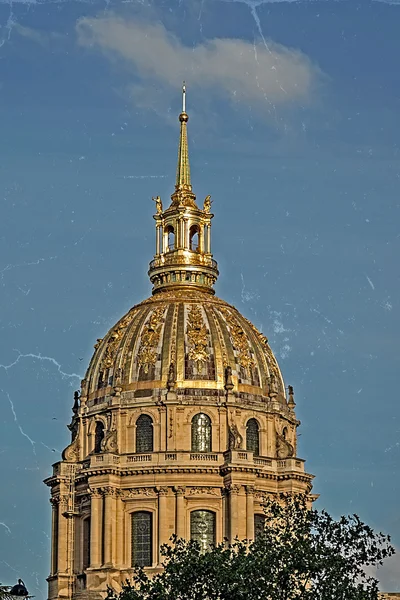 Antigua postal con cúpula del Hotel des invalides, París, Francia — Foto de Stock