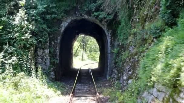 Old mountain train tunnels — Stock Video