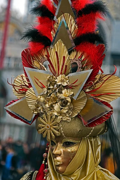 Een onbekende persoon in een carnaval kostuum woont op de Carn — Stockfoto