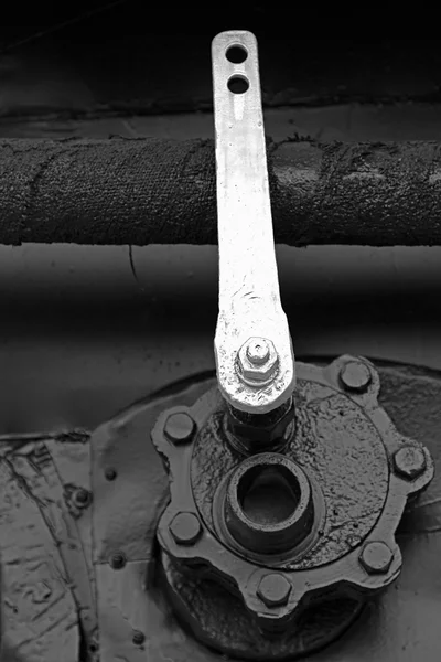 White lever at one steam locomotive — Stock Photo, Image