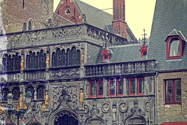 Ancienne carte postale avec détails architecturaux à la Basilique Sainte-B — Photo