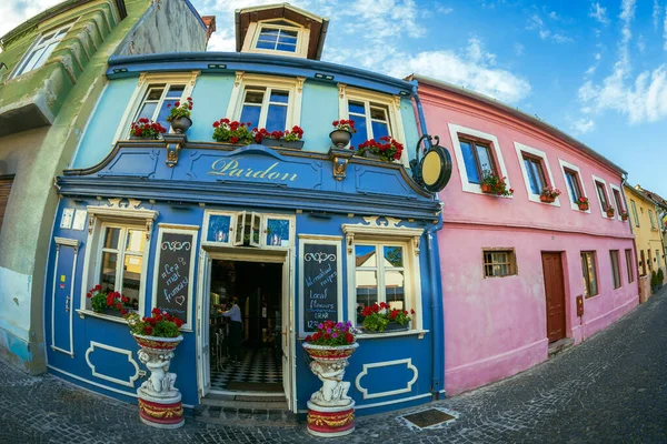 Sibiu Transylvania Romania Julio 2020 Calle Cetatii Con Pintorescas Casas — Foto de Stock