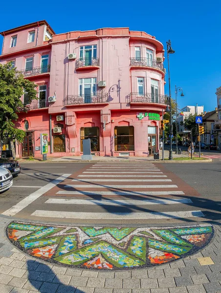 Константа Романія Липня 2020 Мозаїка Вулиці Застосована Кількох Пішохідних Переходів — стокове фото