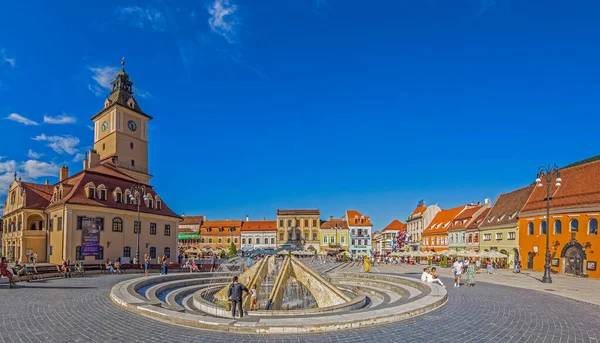 Brasov Romania Temmuz 2020 Şehrin Tarihi Merkezinde Bulunan Konsey Meydanı — Stok fotoğraf