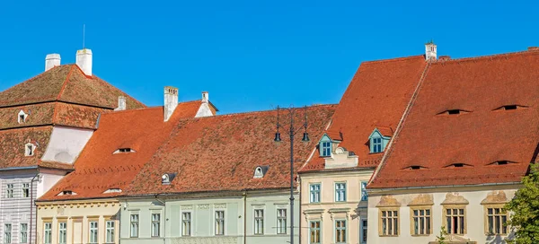 Střechy Okny Jako Oči Typická Architektura Sibiu Transylvánie Rumunsko Oči — Stock fotografie