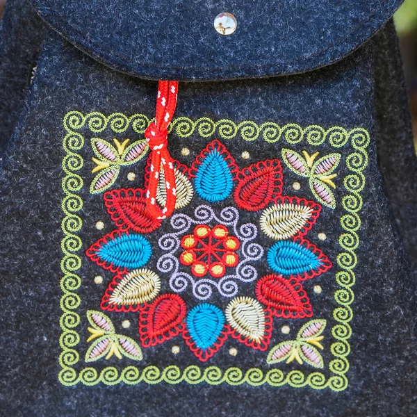 Achtergrond Met Detail Van Traditioneel Hongaars Volksborduurwerk Handgemaakt Textielsteun — Stockfoto