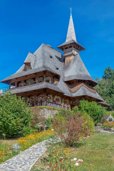 Gebouwen Het Kloostercomplex Barsana Maramures Roemenië Eerste Houten Kerk Werd — Stockfoto