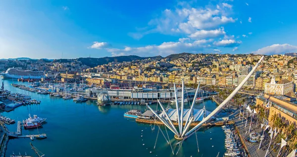 Genoa Olaszország Március 2021 Panorámás Kilátás Genova Kikötőjére Porto Anticóval — Stock Fotó